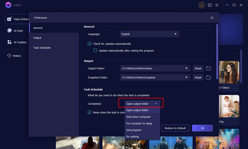 Task Schedule When Completed