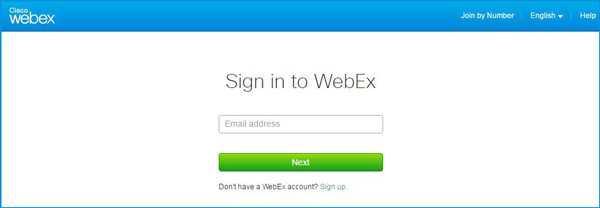 WebEx-vergaderingspagina