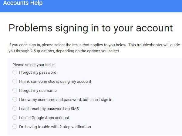 Tutti i problemi Accesso al tuo account